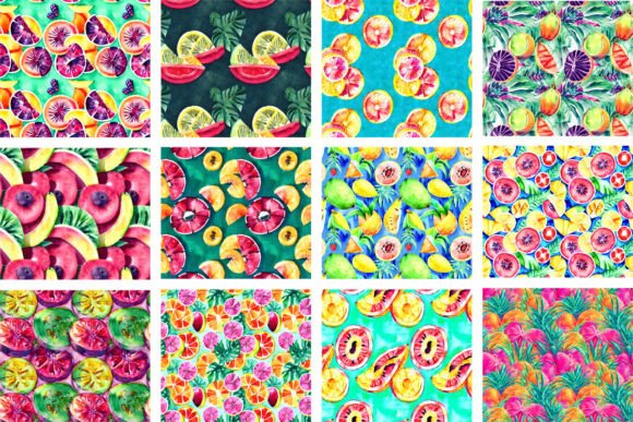 Download Summer Fruit Watercolor Seamless Pattern - Premium Resources