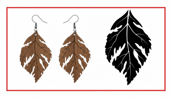 Download Detailed Leaf Earring Laser Cut Design - Detailed Collection