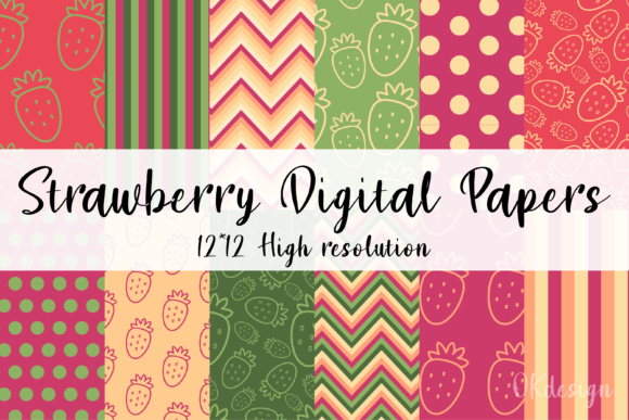 Download Strawberry Digital Papers Set High Res - High res Collection