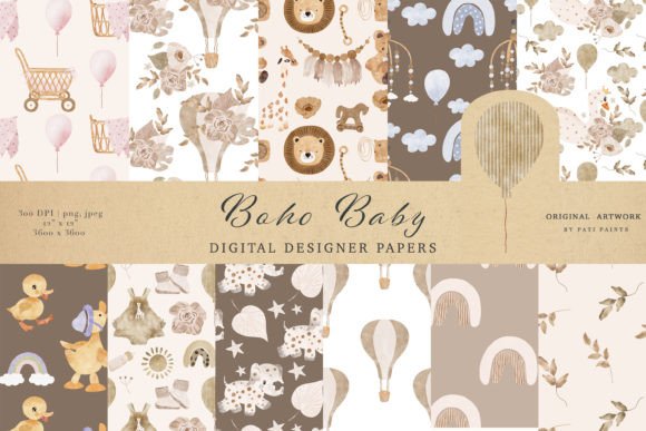 Download Boho Baby Watercolor Seamless Pattern - Premium Resources