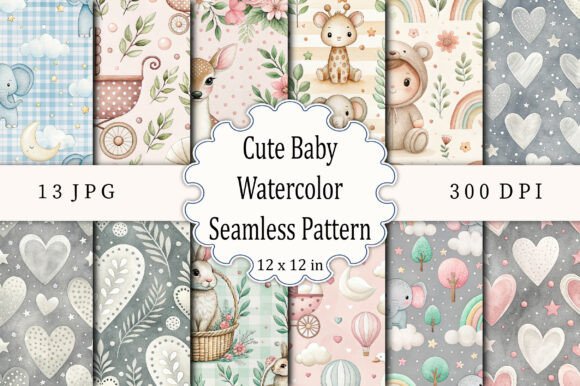 Download Cute Baby Watercolor Seamless Pattern - Watercolor seamless pattern Collection