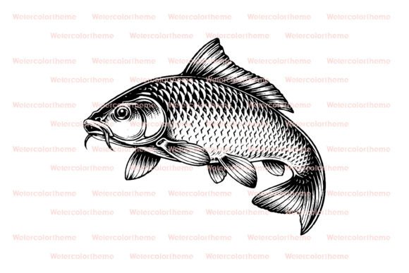 Download Carp Fish SVG, Detailed Fishing Line Art - Detailed Collection