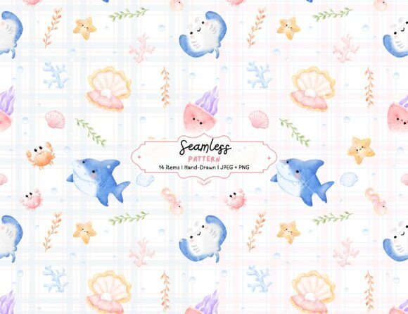 Download Pastel Ocean Watercolor Seamless Pattern - Watercolor seamless pattern Collection