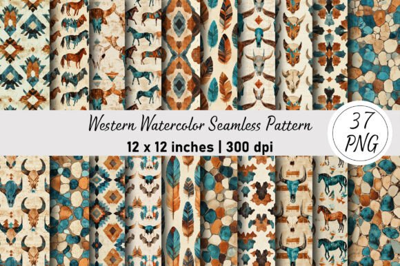 Download Western Watercolor Seamless Pattern - Watercolor seamless pattern Collection