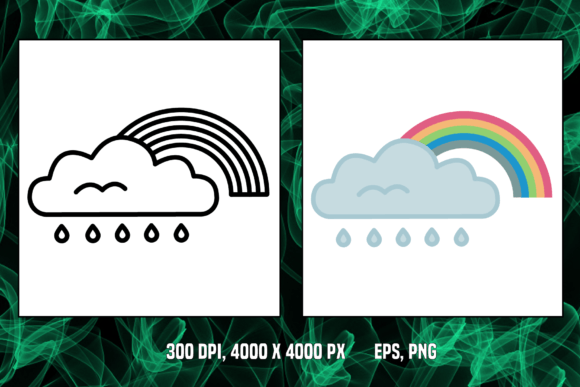 Download Rainbow Icons Behind Rainy Cloud - Rainbow icons Collection