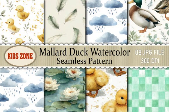 Download Mallard Duck Watercolor Seamless Pattern - Watercolor seamless pattern Collection